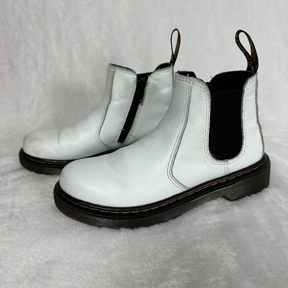 Dr Martens Youth Size 1 Chelsea Boots Ankle White Leather Zip Combat 2976J Docs - Picture 5 of 9